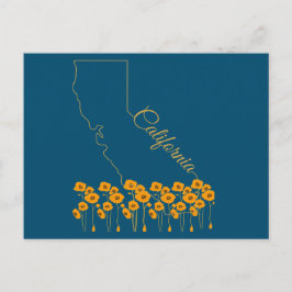 Postal floral de amapola de estado dorado de Calif
