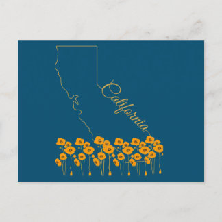 Postal floral de amapola de estado dorado de Calif