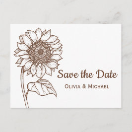 Postal Floral de compromiso de girasol en el país marrón 