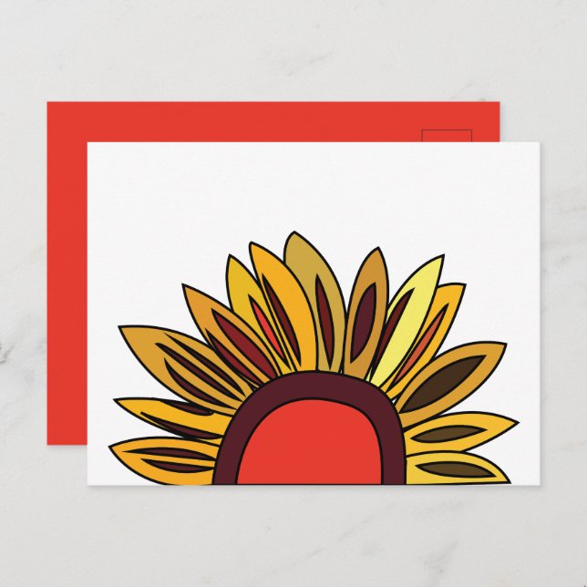 Postal Floral de Girasol (Anverso / Reverso)