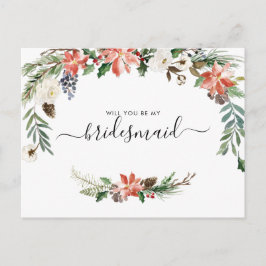 Postal Floral de Invierno en Acuarela | Sé Mi Dama de Hon