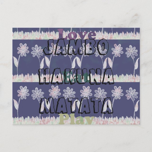 Postal floral de Love Eat Play Jambo Hakuna Matata (Anverso)