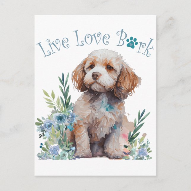 Postal Floral de mamá de perro Cockapoo (Anverso)