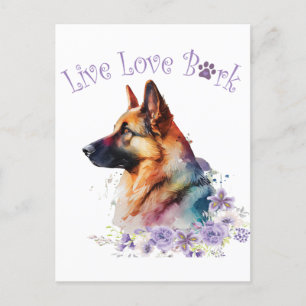 Postal Floral de mamá de perro pastora alemana