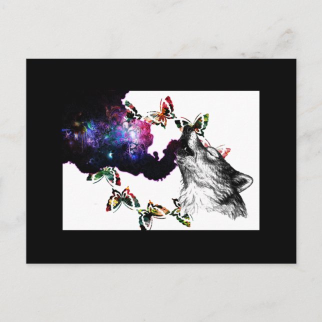 Postal Floral de mariposa de lobo humeante (Anverso)