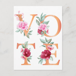 Postal Floral de Melocotón Elegante Femenino Vota