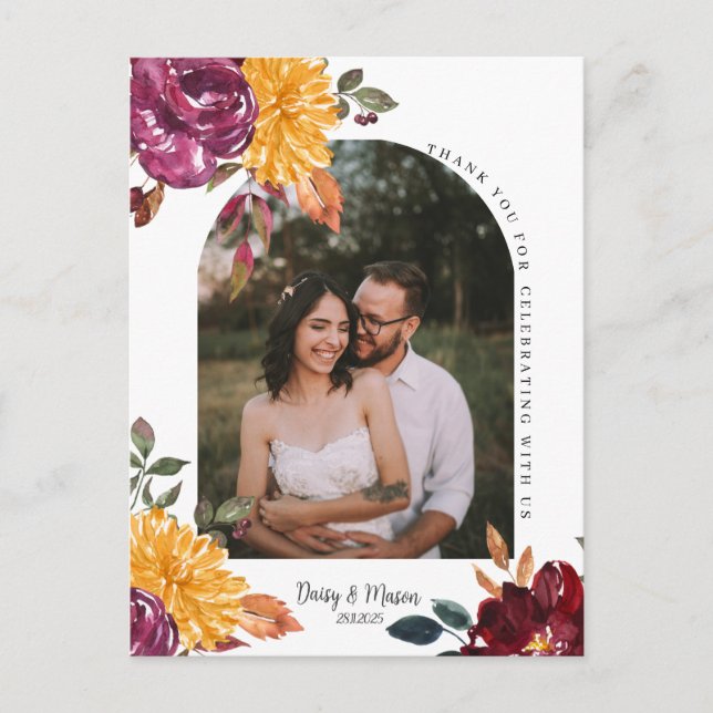 Postal Floral de otoño con agradecimiento de floración de (Anverso)