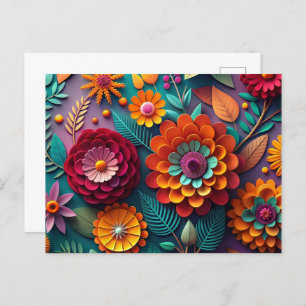 Postal Floral de papel