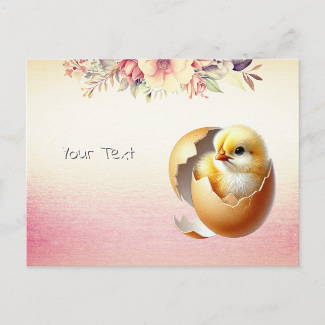 Postal floral de patinazo de pollo pequeño (Anverso)