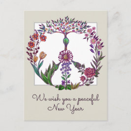 Postal Floral de paz colorida cute boho hippie salvaje