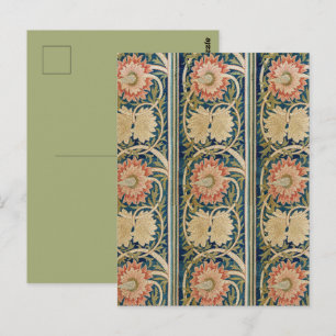 Postal Floral de seda rosa William Morris bordado antiguo