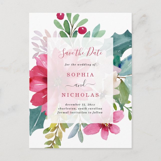 Postal Floral de vacaciones acuáticas | Boda Guardar la f (Anverso)