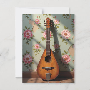 Postal Floral de venado Dulcimer de seis cadenas