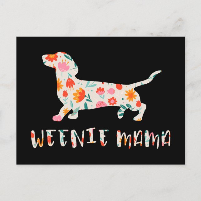 Postal Floral de Weenie Mama Dachshund (Anverso)