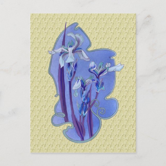 Postal floral del diseño del arte del iris azul (Anverso)
