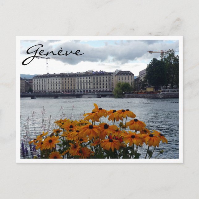 Postal floral del lago geneva (Anverso)