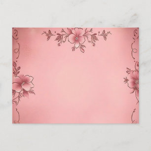 Postal Floral desenfocada en fondo rosa