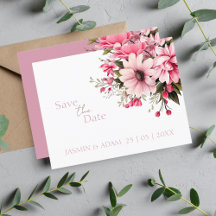 Floral Dusty Pink Wildflower Summer Save the Date