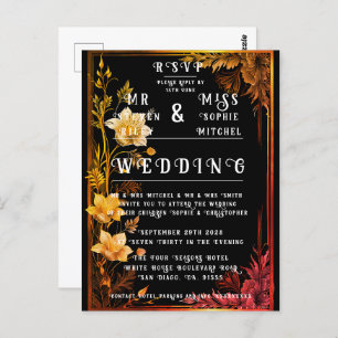 Postal Floral elegante de color negro y oro