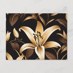 Postal Floral elegante de Lirio Dorado
