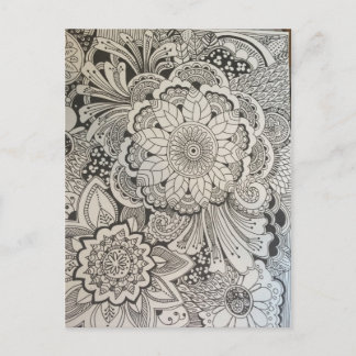 Postal Floral en blanco y negro