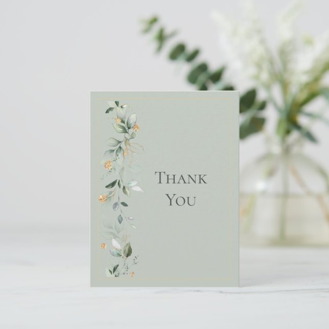 Postal Floral Eucalyptus Greenery Gold Boda Verde (Anverso de pie)