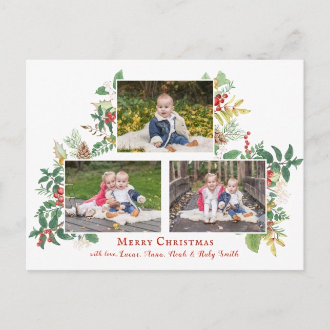 Postal Floral feriado festivo tres foto (Anverso)