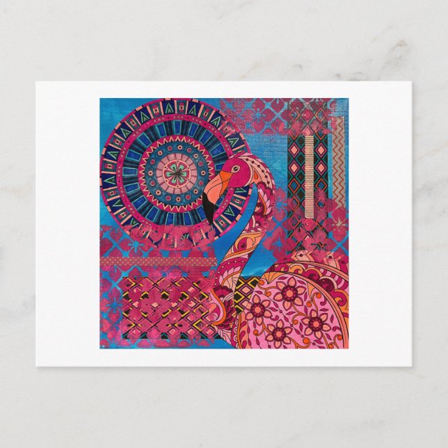 Postal Floral Flamingo (Anverso)