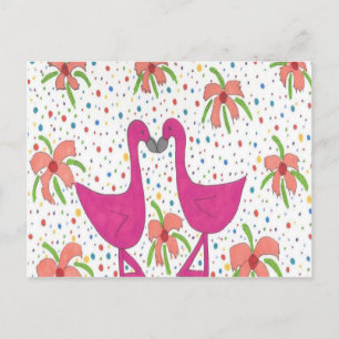 Postal Floral Flamingo Fiesta