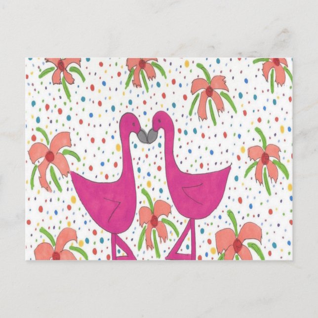 Postal Floral Flamingo Fiesta (Anverso)