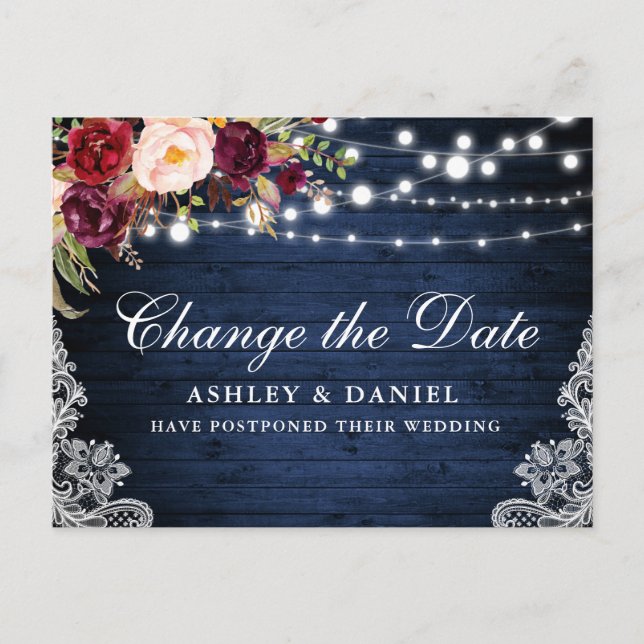 Postal Floral Floral Blue Wood Cambiar La Fecha (Anverso)