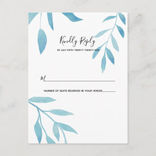 Postal Floral floral de color azul moderno RSVP