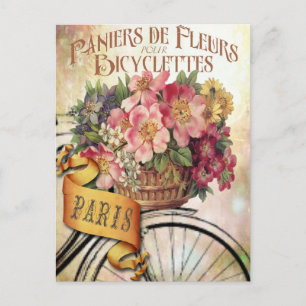 Postal floral francesa vintage