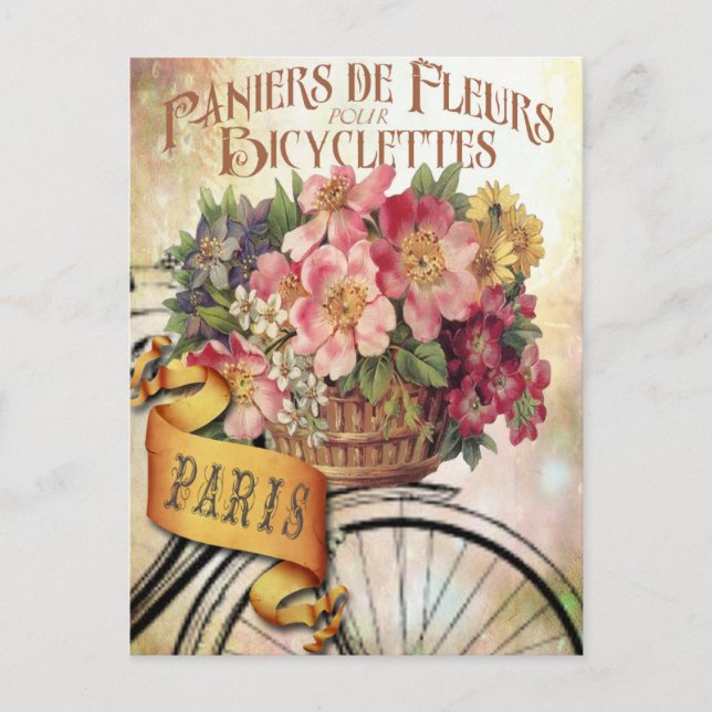 Postal floral francesa vintage (Anverso)