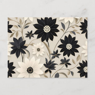 Postal Floral Geométrica Moderna Sobre Gris Claro