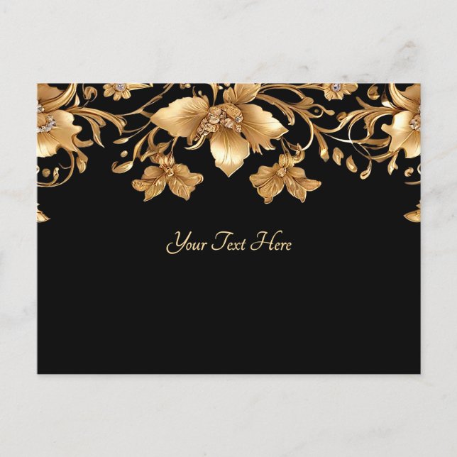 Postal floral Gold Black Ornate (Anverso)