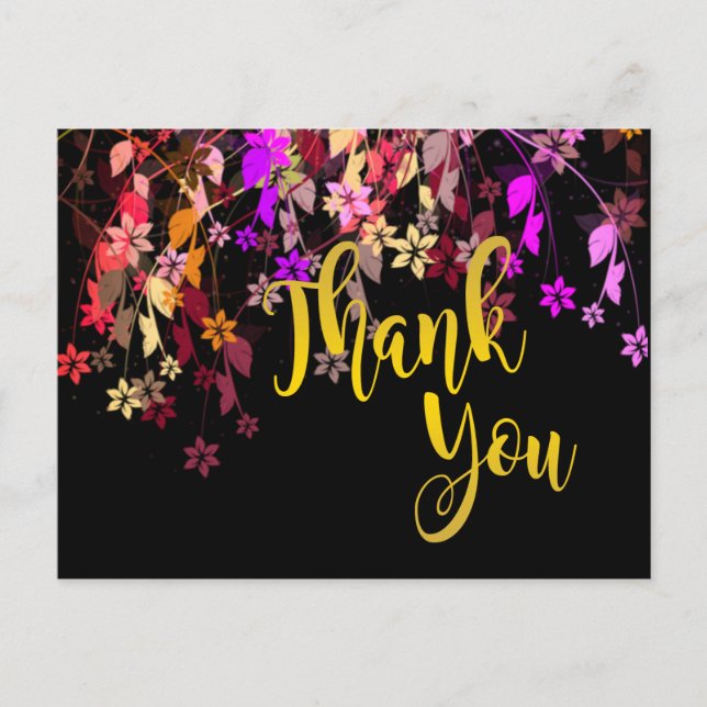 Postal Floral Gold Gracias Boda (Anverso)