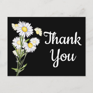Postal Floral Gracias a White Daisy Flower Daisises Black