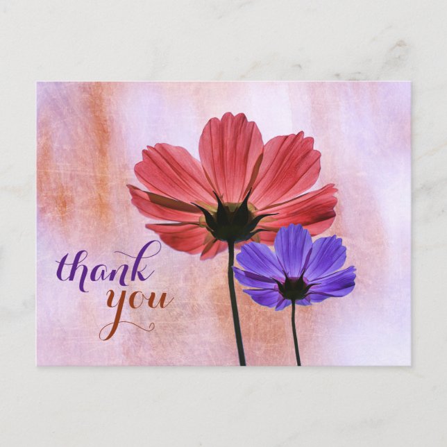 Postal Floral Gracias Boda Flores Acuarela (Anverso)