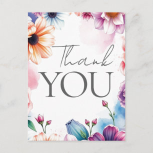 Postal Floral Gracias Elegante Moderno Plano Moderno