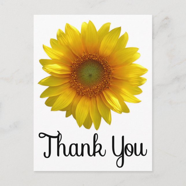 Postal Floral Gracias Flor De Girasol Amarillo (Anverso)