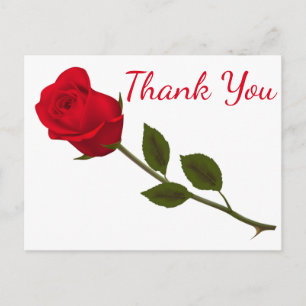 Postal Floral Gracias Flor Rosa Roja