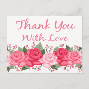 Postal Floral Gracias Flores Rosas Amor Blanco Rosa