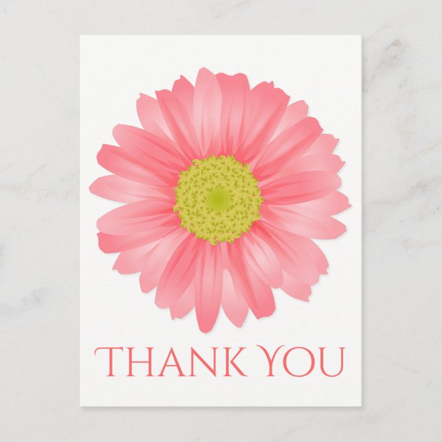 Postal Floral Gracias Gerbera Daisy Flor Rosa (Anverso)