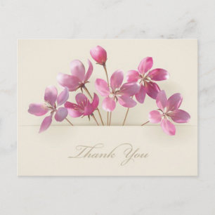 Postal Floral Gracias Lavanda Púrpura Flores Rosa Tan