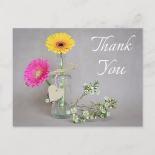 Postal Floral Gracias Rosa, Flor Amarilla Gerbera Daisy