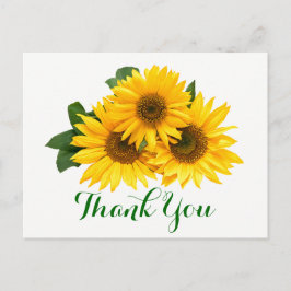 Postal Floral Gracias Sunflower Flores Amarillas y Verdes