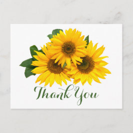 Postal Floral Gracias Sunflowers Flores Amarillas y Verde