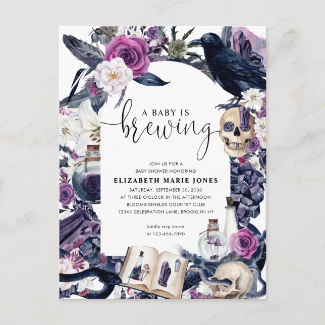 Postal Floral Halloween Tombstone Baby está preparando du (Anverso)