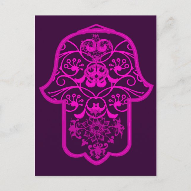 Postal Floral Hamsa Pink (Anverso)